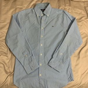 Vineyard Vines Blue Gingham Slim Fit Whale Shirt